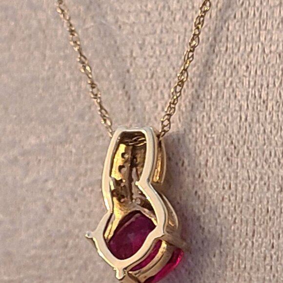 10k Heart Shaped Cultured Ruby Pendant with CZ Accents - Picture 9 of 10